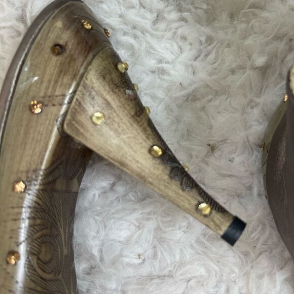 Tony Keuylian leather metallic Bronze and Gold slip on heels sandals EUR SZ38 - Picture 11 of 13